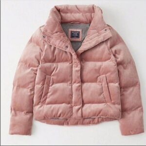 Abercrombie & Fitch Pink Velvet Puffer Jacket
